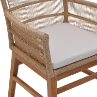 Πολυθρόνα Inca pakoworld teak ξύλο και pe σχοινί σε φυσική-μπεζ απόχρωση με μαξιλάρι 60x61x90εκ