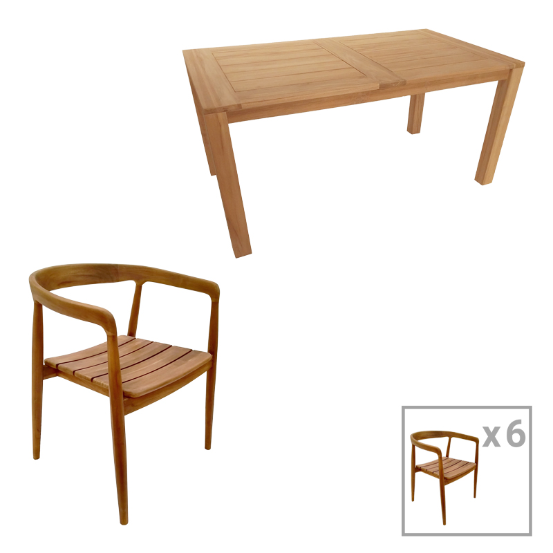Τραπεζαρία 7τεμ Noody-Pablo pakoworld teak ξύλο σε φυσική απόχρωση Τραπεζαρία 7τεμ Noody-Pablo pakoworld teak ξύλο σε φυσική απόχρωση