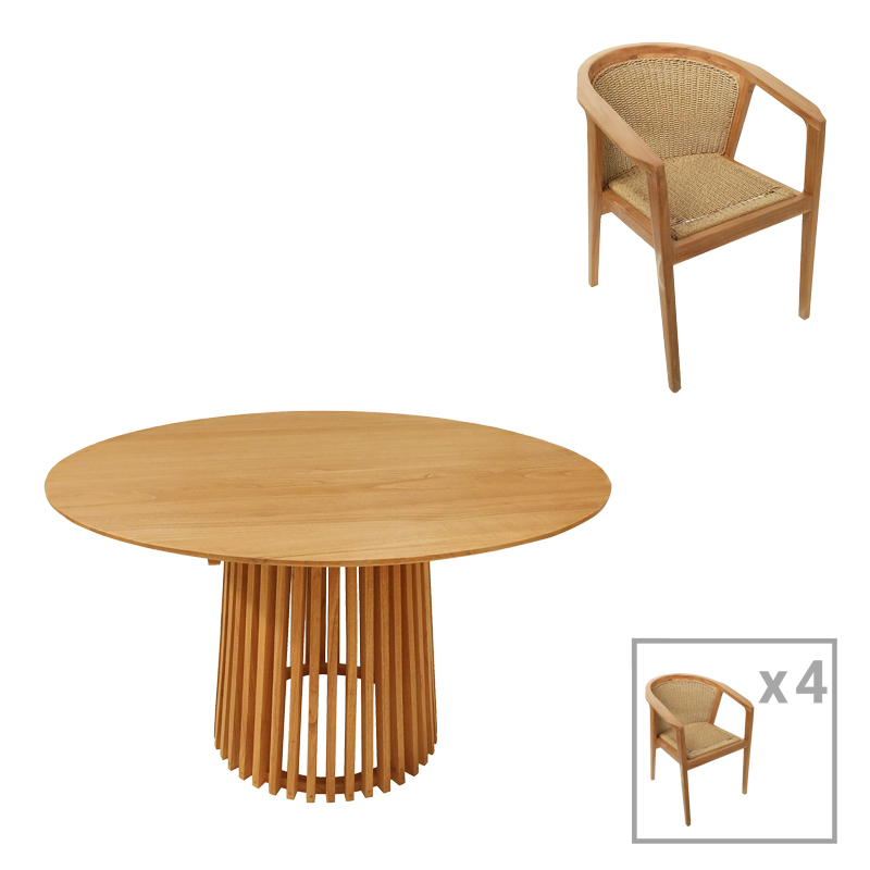 Τραπεζαρία Granny-Kenda I pakoworld σετ 5τεμ σε φυσική-μπεζ απόχρωση Φ120x75εκ Τραπεζαρία Granny-Kenda I pakoworld σετ 5τεμ σε φυσική-μπεζ απόχρωση Φ120x75εκ