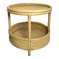 Βοηθητικό τραπέζι Moody pakoworld pe rattan σε φυσική απόχρωση Φ55x51εκ