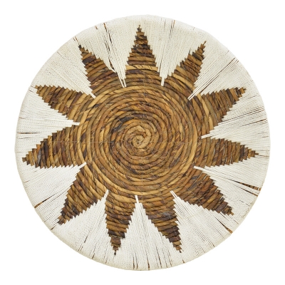 Διακοσμητικό τοίχου Circy Inart σετ 3 τεμ ψάθα σε λευκή-μπεζ απόχρωση