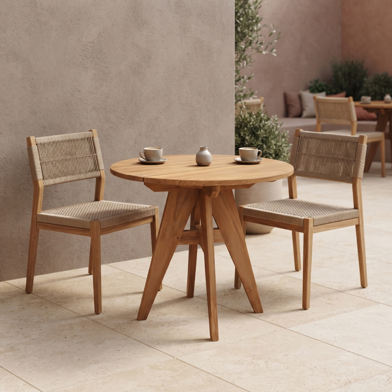 Τραπέζι Cadrada pakoworld teak ξύλο σε φυσική απόχρωση Φ70x76εκ Τραπέζι Cadrada pakoworld teak ξύλο σε φυσική απόχρωση Φ70x76εκ