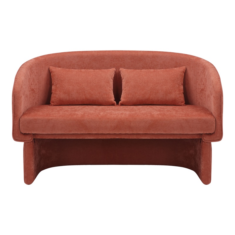 Καναπές διθέσιος Playmob pakoworld ύφασμα σε κεραμιδί απόχρωση 128x65x79εκ