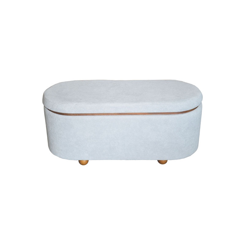 Σκαμπό μπαούλο Tara Inart σετ 2 τεμ ύφασμα σε γκρι και ανθρακί απόχρωση