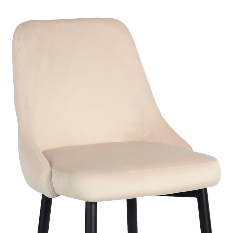 Σκαμπό μπαρ Zedna pakoworld μπεζ βελούδο με μαύρα μεταλλικά πόδια 52x57x111εκ