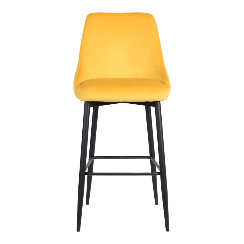 Σκαμπό μπαρ Zedna pakoworld κίτρινο βελούδο με μαύρα μεταλλικά πόδια 52x57x111εκ Σκαμπό μπαρ Zedna pakoworld κίτρινο βελούδο με μαύρα μεταλλικά πόδια 52x57x111εκ