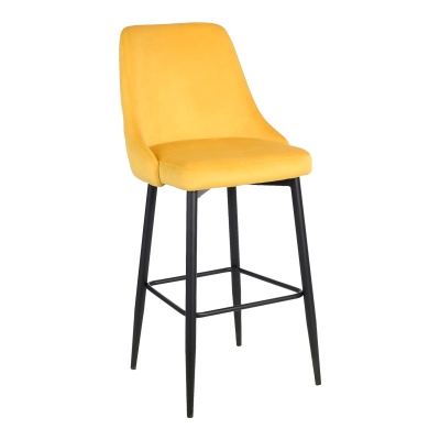 Σκαμπό μπαρ Zedna pakoworld κίτρινο βελούδο με μαύρα μεταλλικά πόδια 52x57x111εκ