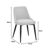 Καρέκλα Zedna pakoworld ανθρακί ύφασμα με μαύρα μεταλλικά πόδια 51x58x84εκ