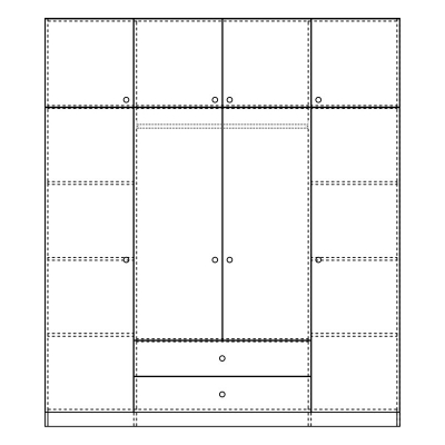 Ντουλάπα τετράφυλλη με συρτάρια Royal pakoworld σε sonoma απόχρωση 200x58x230εκ
