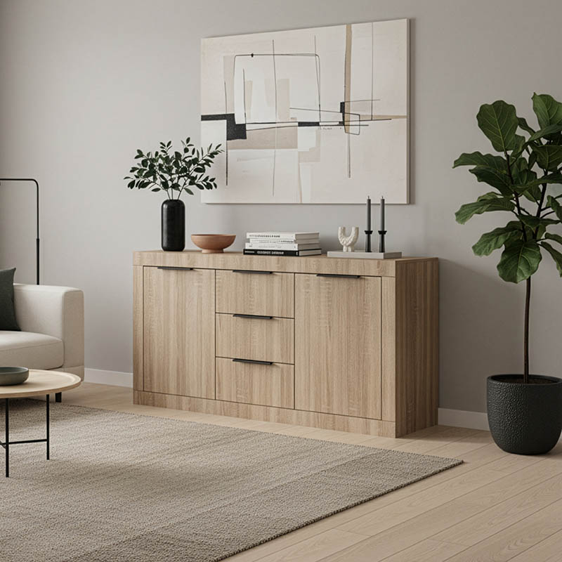 Μπουφές Doha pakoworld σε sonoma απόχρωση 150x45x80.5εκ