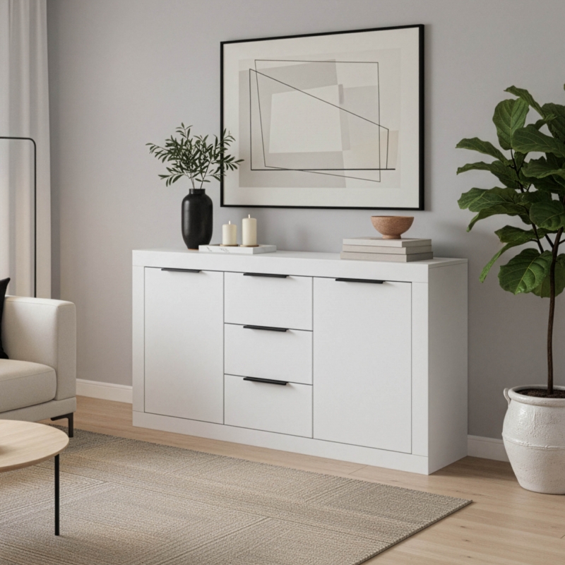 Μπουφές Doha pakoworld σε λευκή απόχρωση 150x45x80.5εκ Μπουφές Doha pakoworld σε λευκή απόχρωση 150x45x80.5εκ