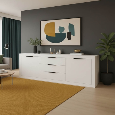 Μπουφές Doha pakoworld σε λευκή απόχρωση 210x45x80.5εκ