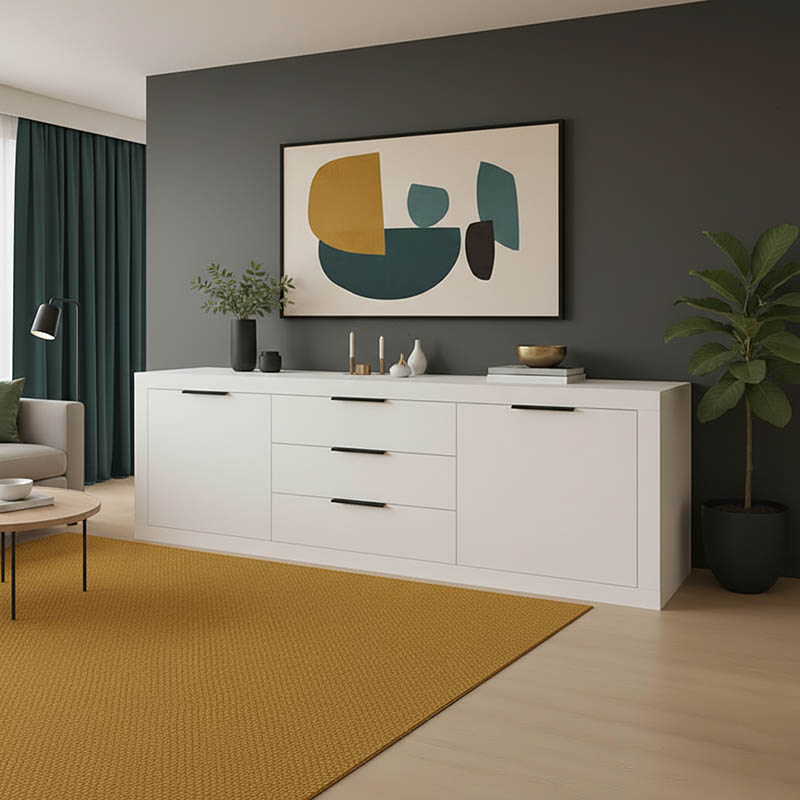 Μπουφές Doha pakoworld σε λευκή απόχρωση 210x45x80.5εκ