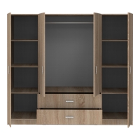 Ντουλάπα τετράφυλλη Royal pakoworld με συρτάρια sonoma 200x58x177εκ Ντουλάπα τετράφυλλη Royal pakoworld με συρτάρια sonoma 200x58x177εκ