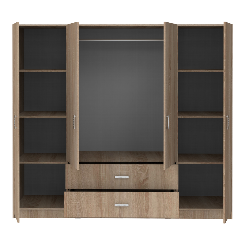 Ντουλάπα τετράφυλλη Royal pakoworld με συρτάρια sonoma 200x58x177εκ Ντουλάπα τετράφυλλη Royal pakoworld με συρτάρια sonoma 200x58x177εκ