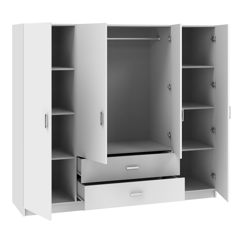 Ντουλάπα τετράφυλλη Royal pakoworld με συρτάρια λευκό 200x58x177εκ Ντουλάπα τετράφυλλη Royal pakoworld με συρτάρια λευκό 200x58x177εκ