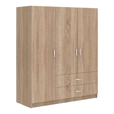 Ντουλάπα τρίφυλλη Royal pakoworld με συρτάρια sonoma 150x58x177εκ