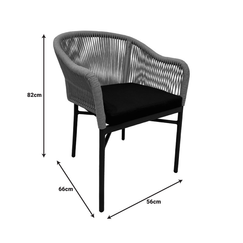 Πολυθρόνα αλουμινίου Legana pakoworld ανθρακί σκελετός--pe rattan σε φυσική απόχρωση 56x66x82εκ