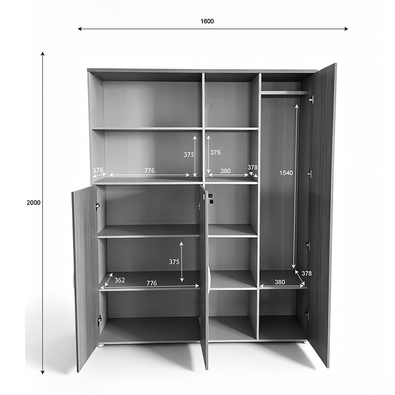 Βιβλιοθήκη γραφείου Stark pakoworld σε oak-μπεζ απόχρωση 160x40x200εκ