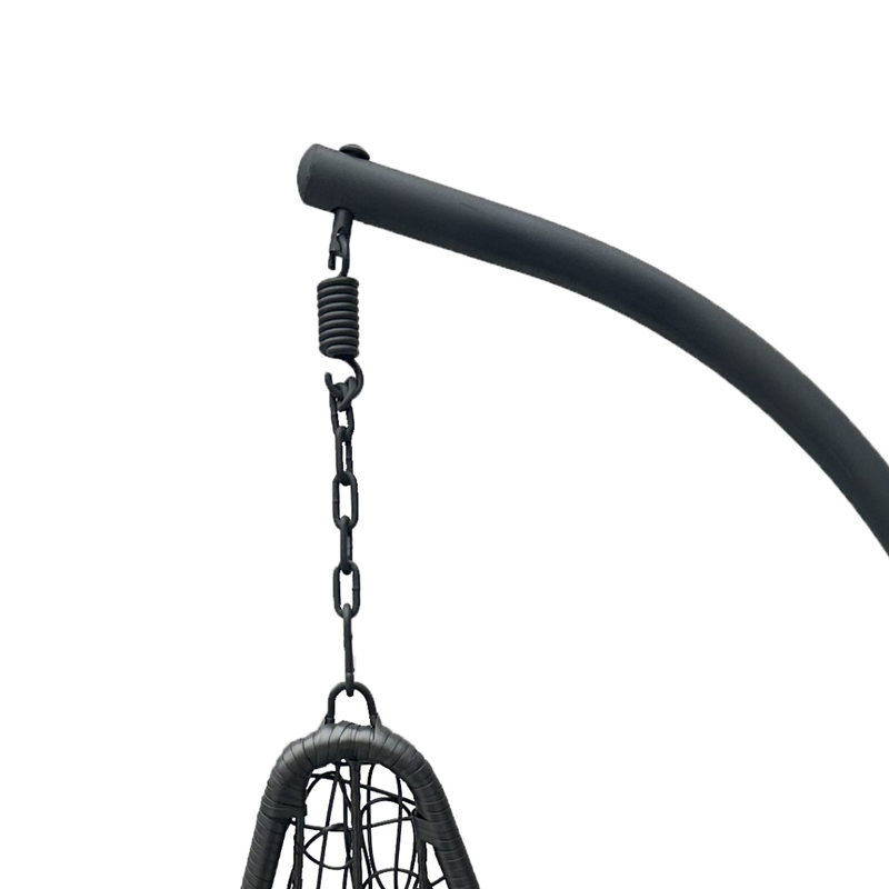 Κούνια φωλιά με βάση Soleil pakoworld μέταλλο ανθρακί- pe rattan ανθρακί με γκρι μαξιλάρι 120x95x195εκ