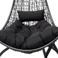 Κούνια φωλιά με βάση Soleil pakoworld μέταλλο ανθρακί- pe rattan ανθρακί με γκρι μαξιλάρι 120x95x195εκ