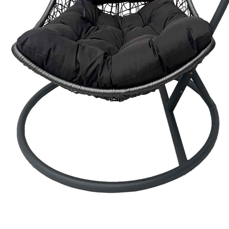 Κούνια φωλιά με βάση Soleil pakoworld μέταλλο ανθρακί- pe rattan ανθρακί με γκρι μαξιλάρι 120x95x195εκ