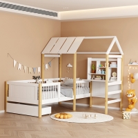 Παιδικό κρεβάτι Bedria pakoworld τ. Montessori ξύλο σε λευκή-φυσική απόχρωση 190x90εκ