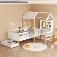 Παιδικό κρεβάτι Bedria pakoworld τ. Montessori ξύλο σε λευκή-φυσική απόχρωση 190x90εκ