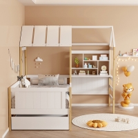 Παιδικό κρεβάτι Bedria pakoworld τ. Montessori ξύλο σε λευκή-φυσική απόχρωση 190x90εκ