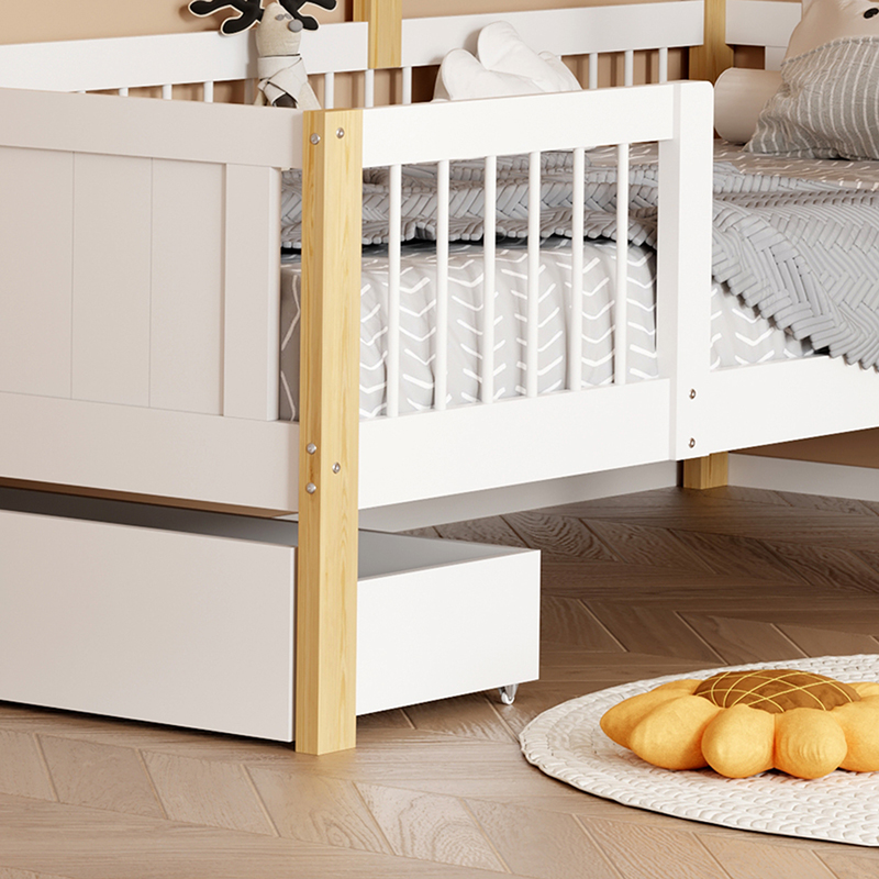 Παιδικό κρεβάτι Bedria pakoworld τ. Montessori ξύλο σε λευκή-φυσική απόχρωση 190x90εκ