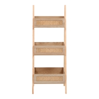 Ραφιέρα επιδαπέδια 3όροφη Scandy pakoworld mdf-rattan σε φυσική απόχρωση 44x37x110εκ