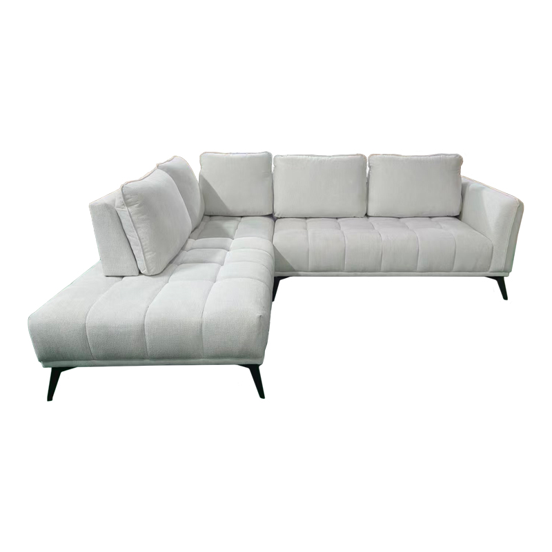 Γωνιακός καναπές Belanza pakoworld δεξιά γωνία με μπεζ ύφασμα 265x213x90εκ