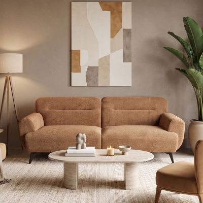 Καναπές τριθέσιος Anbola pakoworld ταμπά ύφασμα 213x87x80εκ
