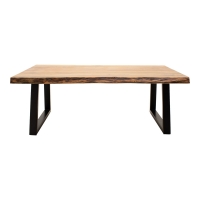 Τραπέζι σαλονιού Miles Slim pakoworld μασίφ ξύλο ακακίας σε φυσική απόχρωση με μαύρα μεταλλικά πόδια 115x60x45εκ