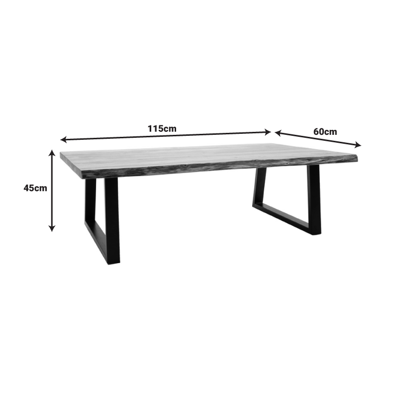 Τραπέζι σαλονιού Miles Slim pakoworld μασίφ ξύλο ακακίας σε φυσική απόχρωση με μαύρα μεταλλικά πόδια 115x60x45εκ