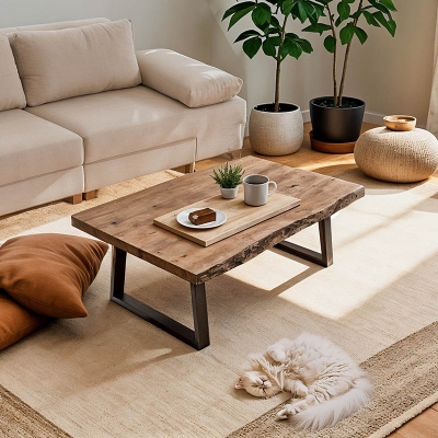 Τραπέζι σαλονιού Miles pakoworld μασίφ ξύλο ακακίας πάχους 3.7-4εκ σε φυσική απόχρωση με μαύρα μεταλλικά πόδια 115x60x45εκ Τραπέζι σαλονιού Miles pakoworld μασίφ ξύλο ακακίας πάχους 3.7-4εκ σε φυσική απόχρωση με μαύρα μεταλλικά πόδια 115x60x45εκ