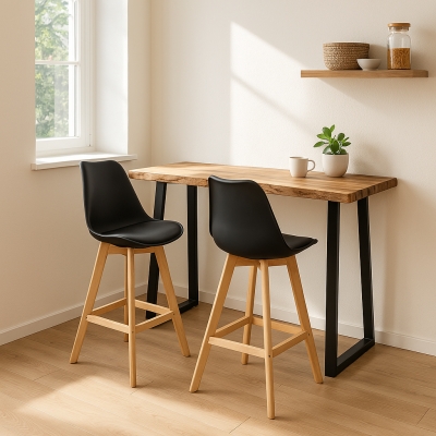 Τραπέζι μπαρ Miles pakoworld μασίφ ξύλο ακακίας 3.7-4εκ σε φυσική απόχρωση με μαύρα μεταλλικά πόδια 120x53x97εκ Τραπέζι μπαρ Miles pakoworld μασίφ ξύλο ακακίας 3.7-4εκ σε φυσική απόχρωση με μαύρα μεταλλικά πόδια 120x53x97εκ