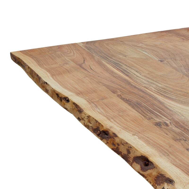 Τραπέζι Lenoua pakoworld μασίφ ξύλο ακακίας πάχους 3.7-4εκ σε φυσική απόχρωση με μαύρα μεταλλικά πόδια 180x90x76εκ