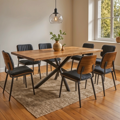 Τραπέζι Lenoua pakoworld μασίφ ξύλο ακακίας πάχους 3.7-4εκ σε φυσική απόχρωση με μαύρα μεταλλικά πόδια 200x100x76εκ Τραπέζι Lenoua pakoworld μασίφ ξύλο ακακίας πάχους 3.7-4εκ σε φυσική απόχρωση με μαύρα μεταλλικά πόδια 200x100x76εκ