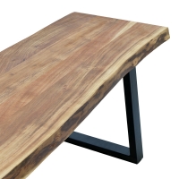 Παγκάκι Miles Slim pakoworld μασίφ ξύλο ακακίας σε φυσική απόχρωση με μαύρα μεταλλικά πόδια 160x40x45εκ