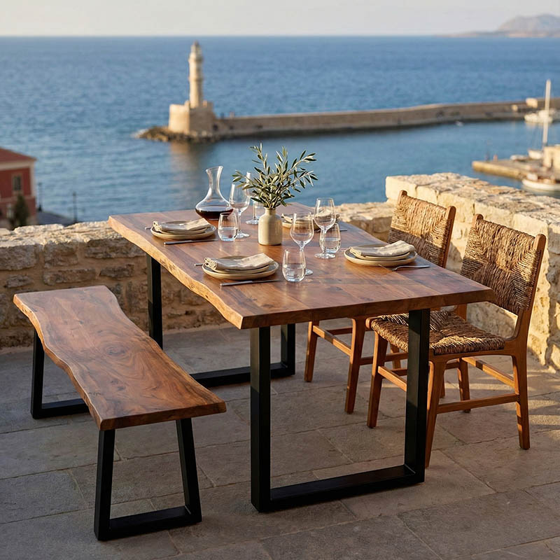 Τραπέζι Miles pakoworld μασίφ ξύλο ακακίας πάχους 3.7-4εκ σε καρυδί απόχρωση με μαύρα μεταλλικά πόδια 160x90x76εκ Τραπέζι Miles pakoworld μασίφ ξύλο ακακίας πάχους 3.7-4εκ σε καρυδί απόχρωση με μαύρα μεταλλικά πόδια 160x90x76εκ