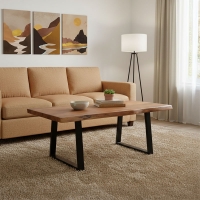 Τραπέζι σαλονιού Miles pakoworld μασίφ ξύλο ακακίας πάχους 3.7-4εκ σε καρυδί απόχρωση με μαύρα μεταλλικά πόδια 115x60x45εκ Τραπέζι σαλονιού Miles pakoworld μασίφ ξύλο ακακίας πάχους 3.7-4εκ σε καρυδί απόχρωση με μαύρα μεταλλικά πόδια 115x60x45εκ