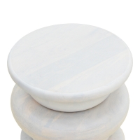 Βοηθητικό τραπέζι Circena pakoworld μασίφ μάνγκο ξύλο λευκό Φ40x45εκ