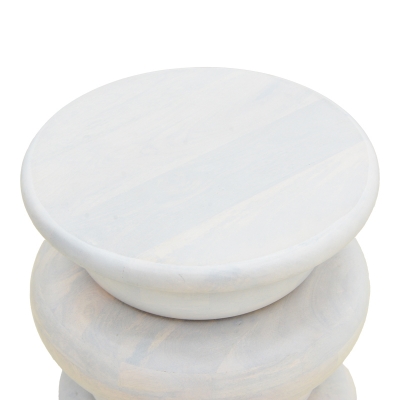 Βοηθητικό τραπέζι Circena pakoworld μασίφ μάνγκο ξύλο λευκό Φ40x45εκ