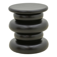 Βοηθητικό τραπέζι Circena pakoworld μασίφ μάνγκο ξύλο μαύρο Φ40x45εκ