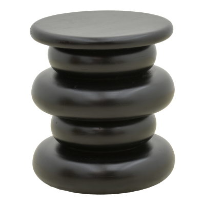 Βοηθητικό τραπέζι Circena pakoworld μασίφ μάνγκο ξύλο μαύρο Φ40x45εκ