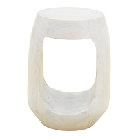 Βοηθητικό τραπέζι Lenora pakoworld μασίφ μάνγκο ξύλο λευκό Φ33x45εκ