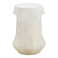 Βοηθητικό τραπέζι Lenora pakoworld μασίφ μάνγκο ξύλο λευκό Φ33x45εκ