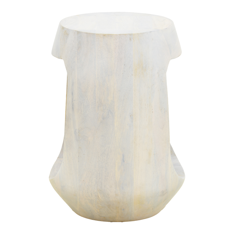 Βοηθητικό τραπέζι Lenora pakoworld μασίφ μάνγκο ξύλο λευκό Φ33x45εκ