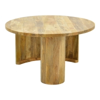 Τραπέζι σαλονιού Orban pakoworld μασίφ μάνγκο ξύλο σε φυσική απόχρωση Φ80x45εκ